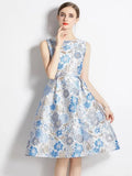 Elegant Floral Sleeveless Party Dress -Guocali