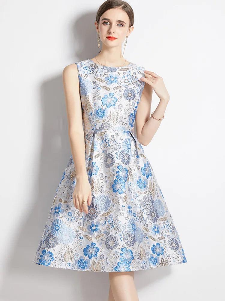 Elegant Floral Sleeveless Party Dress - Party Dress - Guocali