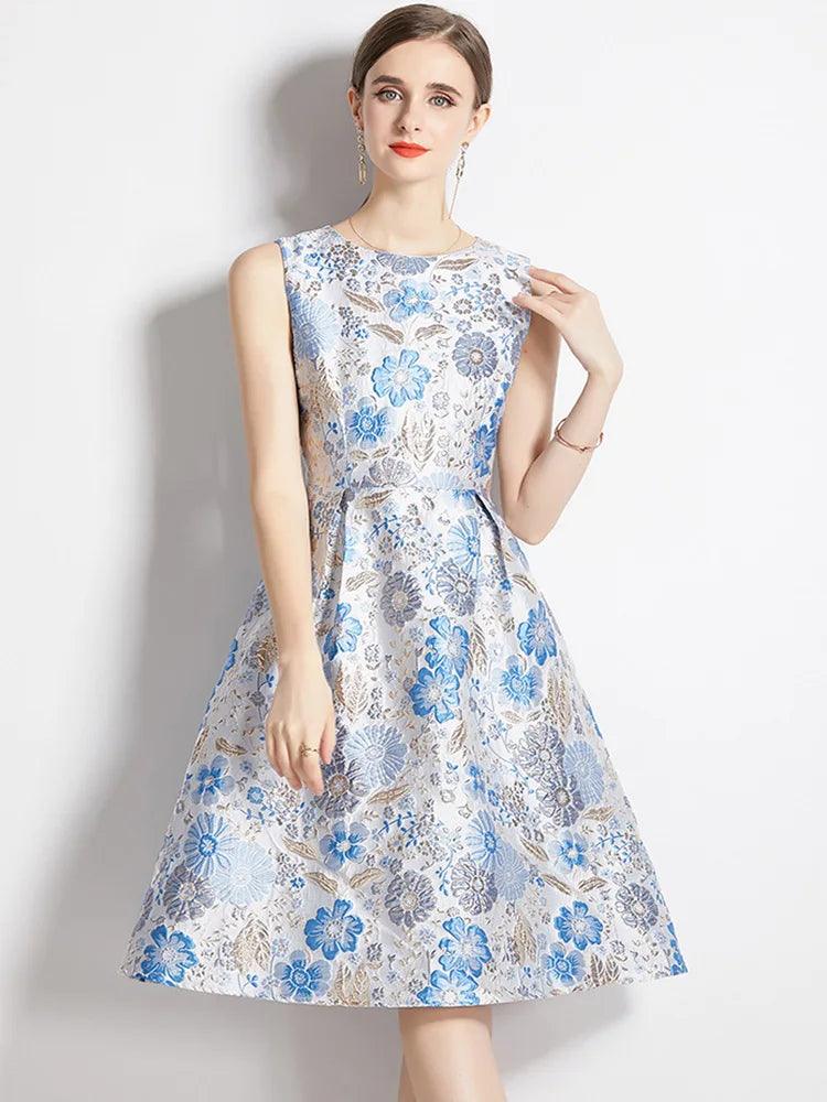 Elegant Floral Sleeveless Party Dress - Party Dress - Guocali