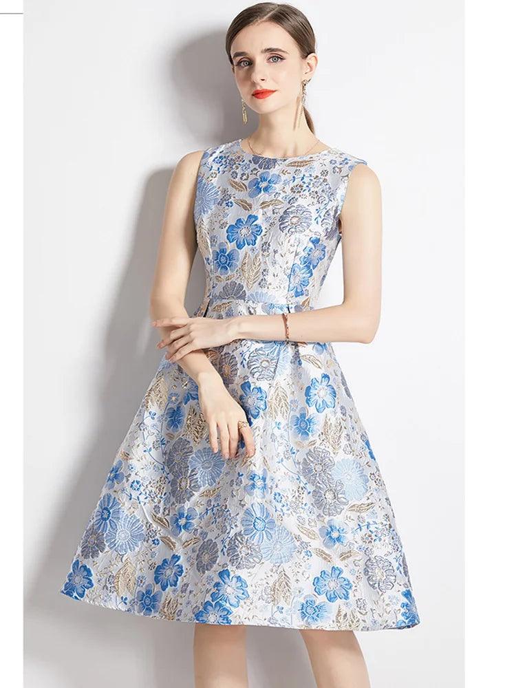 Elegant Floral Sleeveless Party Dress - Party Dress - Guocali