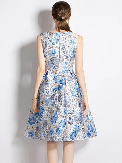 Elegant Floral Sleeveless Party Dress - Party Dress - Guocali