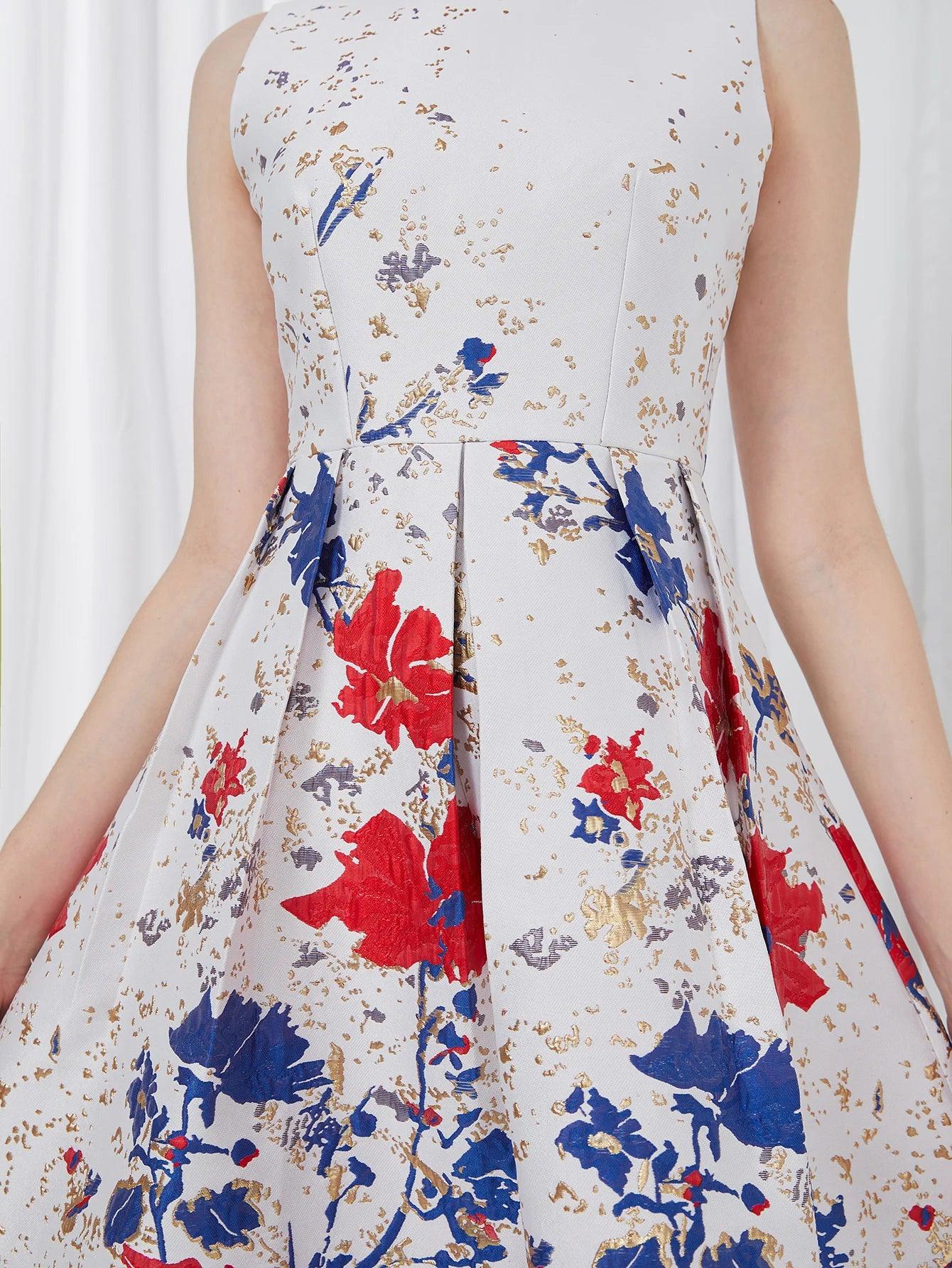 Elegant Flower Jacquard Party Dress - Party Dress - Guocali