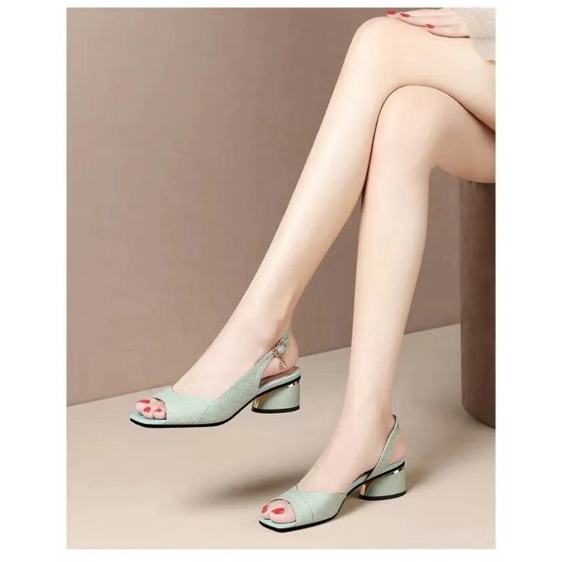 Elegant Low Heeled Women Sandals - - Guocali