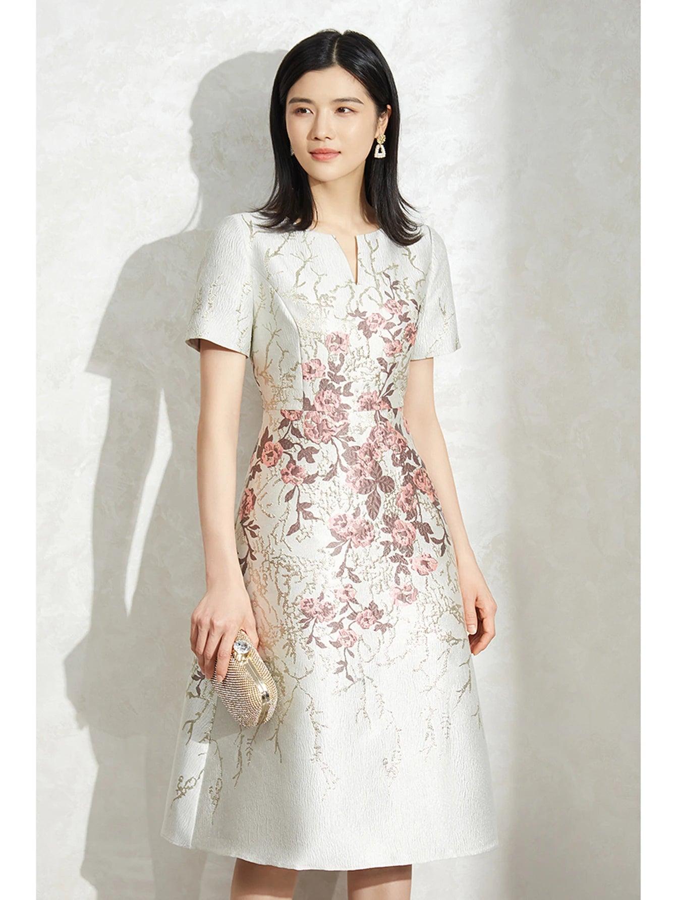 Elegant Luxury Summer Jacquard Party Dress - Party Dress - Guocali