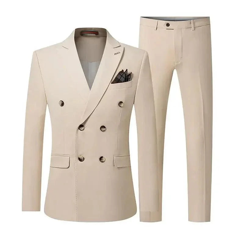 Elegant Men’s Suit - Solid Double-Breasted