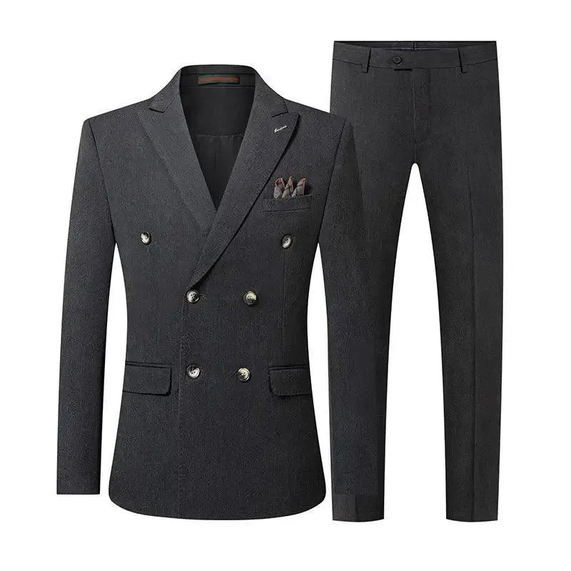 Elegant Men’s Suit - Solid Double-Breasted
