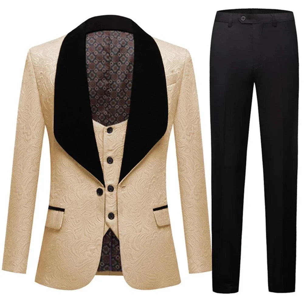 Elegant Men’s Tuxedo Suit - Texture Single-Breasted