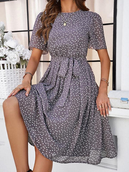 Elegant Polka Dot Print Strappy Dress - Strappy Dress - Guocali