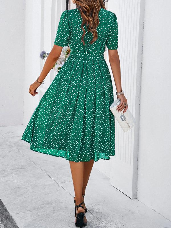 Elegant Polka Dot Print Strappy Dress - Strappy Dress - Guocali