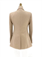 Elegant Professional Chic Women's Pant Suit - Solid Button - Khaki