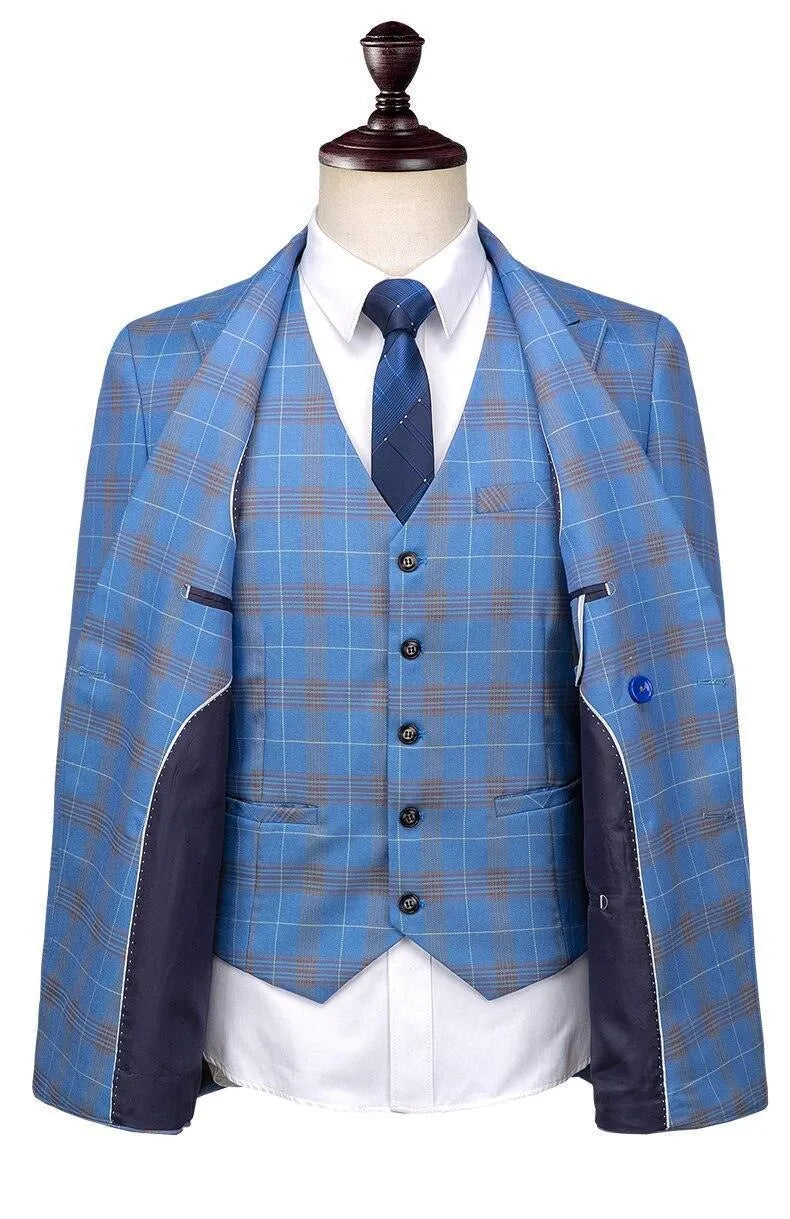 Elegant, Professional Men’s Suit - Plaid Double-Breasted