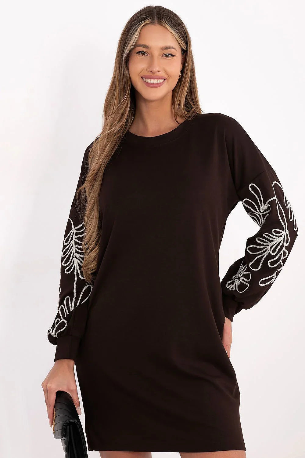 Elegant Straight Shift Mini Knit Dress