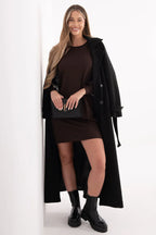 Elegant Straight Shift Mini Knit Dress