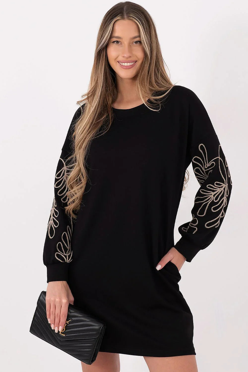 Elegant Straight Shift Mini Knit Dress