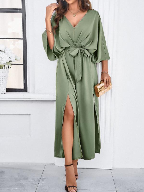 Elegant V-Neck Loose Dress - Loose Dress - Guocali