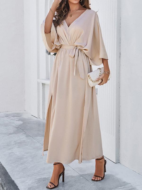 Elegant V-Neck Loose Dress - Loose Dress - Guocali