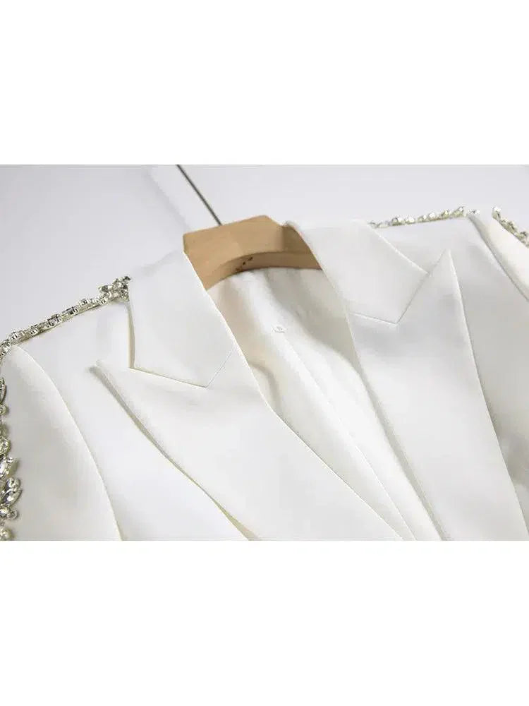 Elegant Women's Pant Suit - Solid Single-Breasted, Black