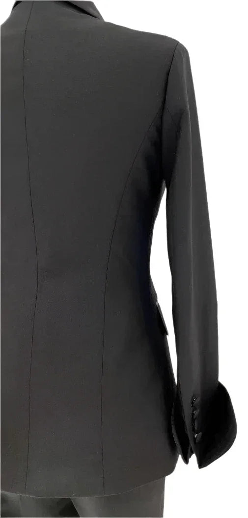 Elegant Women's Tuxedo Suit - Solid Double-Breasted