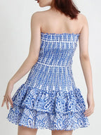 Embroidered Cut-Out Strapless Mini Dress -Guocali