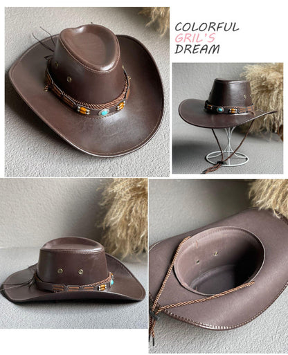 Faux Leather Western Cowboy Hats - UNISEX - Cowboy Hat - Guocali