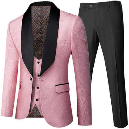 Feather Embossed Men Tuxedo Suit - Tuxedo Suit - Guocali