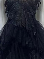Feather Hollow V-Neck Suspender Dress -Guocali
