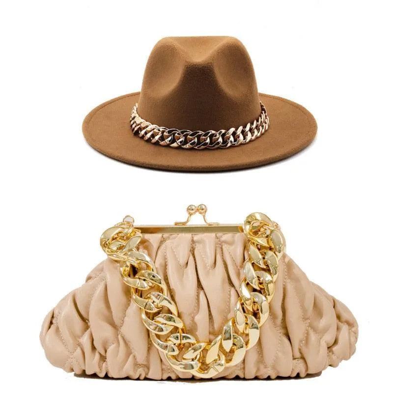 Fedora Hat And Handbag - 2-Piece Luxury Accessories -Guocali