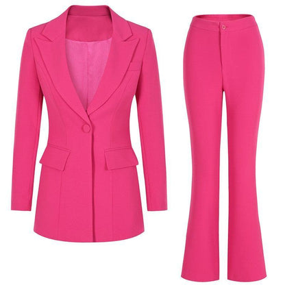 Flared Pant Suit - One Button Women Pantsuit - Pantsuit - Guocali