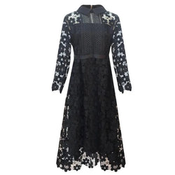 Floral Lace Collar Work Dress - Guocali