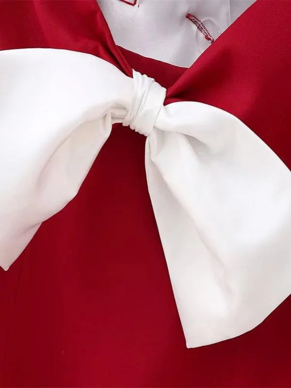French Fashion Bow Decorated Mini Dress -Guocali