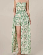Green Embroidered Suspended Dress-Short Outfit Set -Guocali
