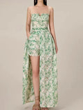 Green Embroidered Suspended Dress-Short Outfit Set -Guocali