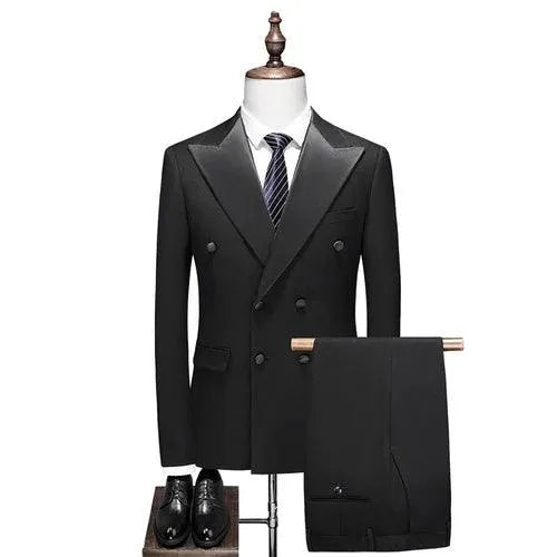 Elegant Men’s Suit - Solid Double-Breasted