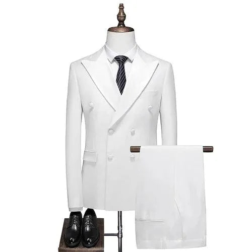 Elegant Men’s Suit - Solid Double-Breasted