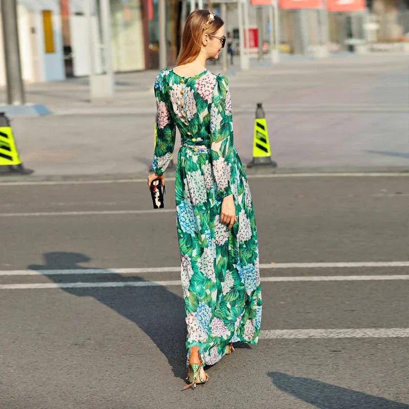 High Quality Long-Sleeved Printed Maxi Dress - Maxi Dress - Guocali