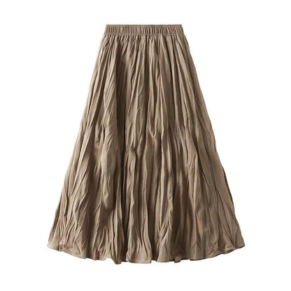 High-Waisted Elastic Pleated Skirt - Pleated Skirt - Guocali