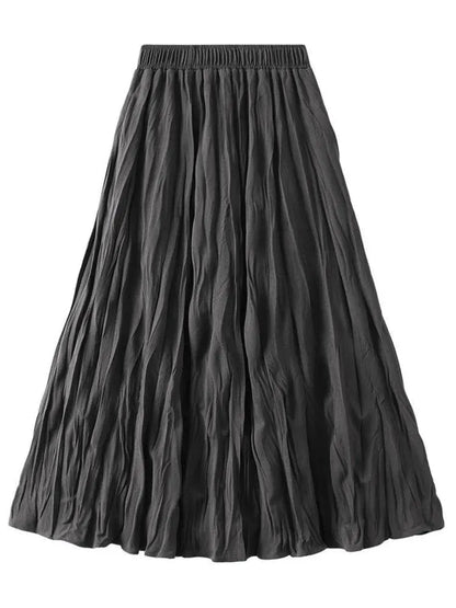 High-Waisted Elastic Pleated Skirt - Pleated Skirt - Guocali