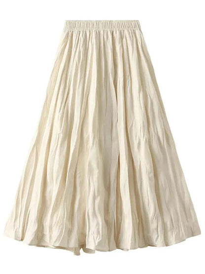 High-Waisted Elastic Pleated Skirt - Pleated Skirt - Guocali