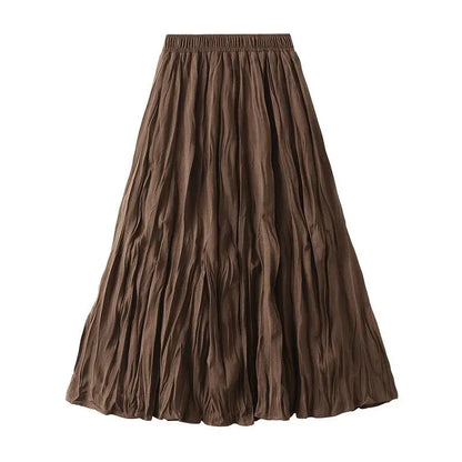 High-Waisted Elastic Pleated Skirt - Pleated Skirt - Guocali