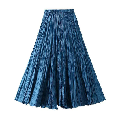 High-Waisted Pleated A-Line Skirt - Pleated Skirt - Guocali