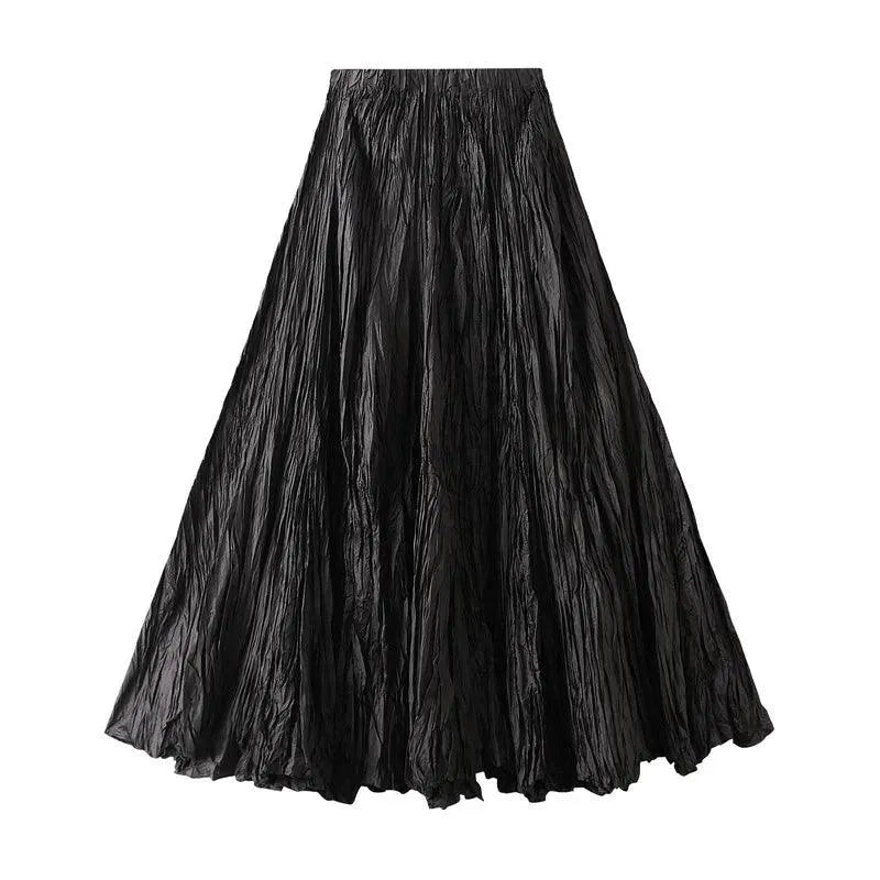 High-Waisted Pleated A-Line Skirt - Pleated Skirt - Guocali