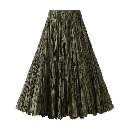 High-Waisted Pleated A-Line Skirt - Pleated Skirt - Guocali