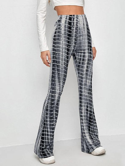 Printed Slim Casual Flared Trousers