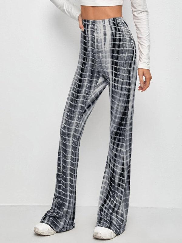 Printed Slim Casual Flared Trousers