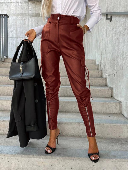 Women’s Fashion Slim Fit PU Leather Pants