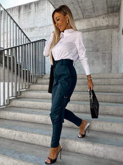 Chic Women's Trousers – High-Waist Slim Fit