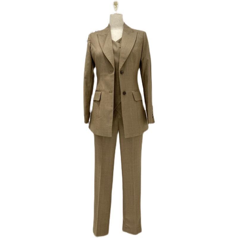 Khaki Three Piece Suit - Women Trouser Suit - Pantsuit - Guocali