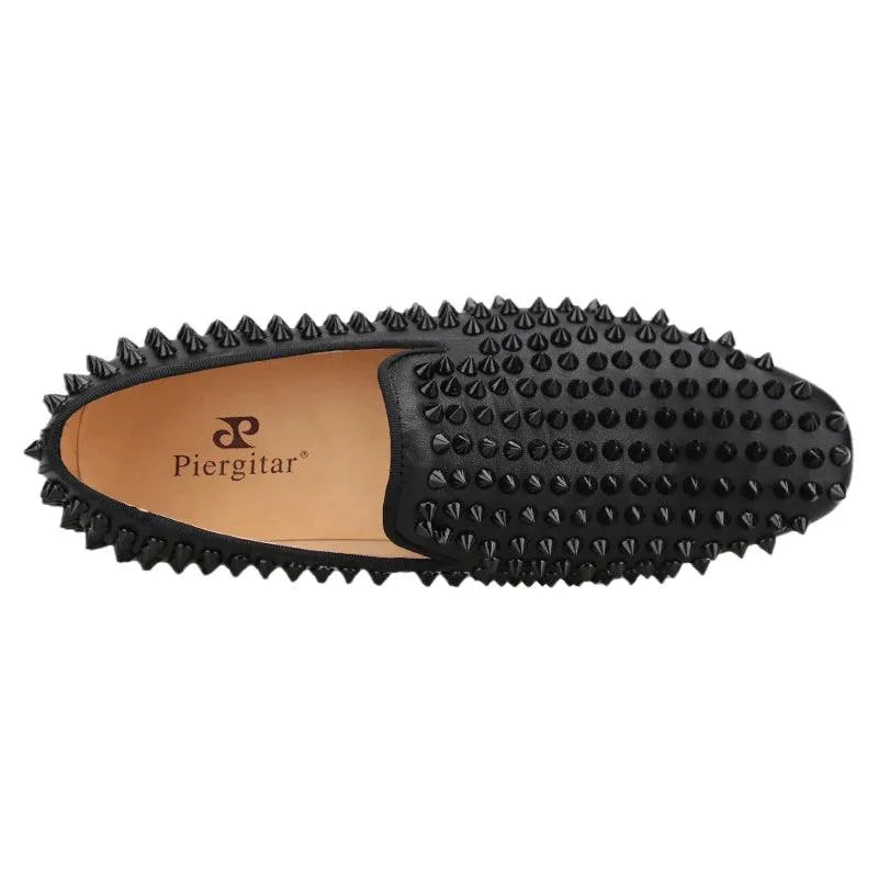 Kids Loafers Little Trendsetter: Handcrafted Genuine Leather Spiked Loafers with Red Soles for Kids - Loafer Shoes - Guocali