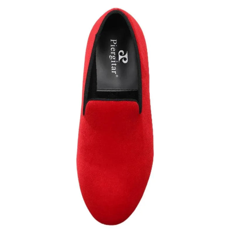 Kids Loafers Radiant Red Elegance: Handcrafted Velvet Parent-Child Loafers - Loafer Shoes - Guocali