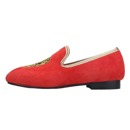 Kids Loafers Red Velvet Dreams: Handcrafted Embroidered Children's Loafers - Loafer Shoes - Guocali